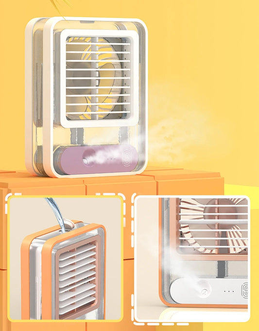 3 in 1 Rechargeable Portable Mini Air Cooler with Night Light Humidifier for Office & Home