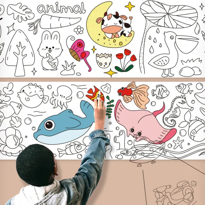 Children Coloring Sticker Roll | BIG SIZE