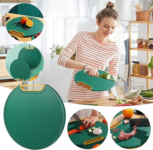 Chopping Board Can Be Vertical Double-sided Antibacterial and Mildew Proof Round Food Grade PE Nordic Green Cutting Board