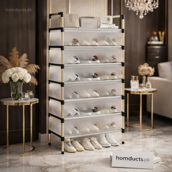 6 Multi layer Stainless Steel Shoes Rack – Space Saving Shoe Organizer