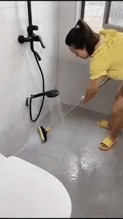 2 In 1 Floor Scrub Brush Wiper Rotating With Long Handle
