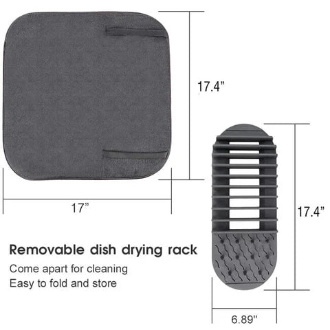 Dish Drying Mat, Multipurpose Plates Rack, Microfibre Absorbent Mat Pot Lid Holder