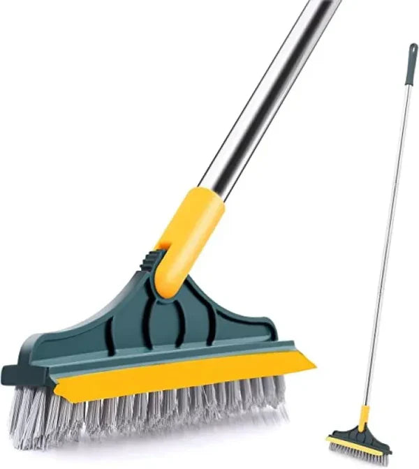 2 In 1 Floor Scrub Brush Wiper Rotating With Long Handle