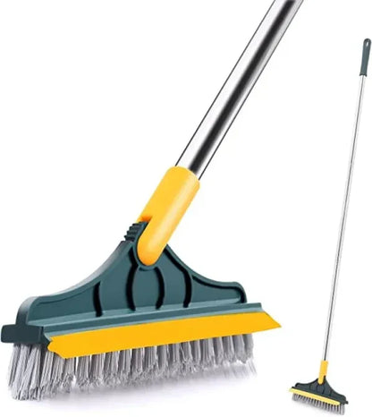 2 In 1 Floor Scrub Brush Wiper Rotating With Long Handle