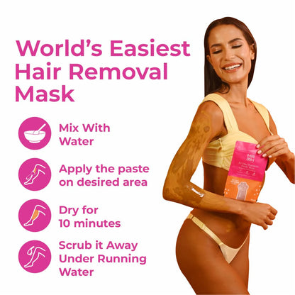 Painless Hair Removal Powder Mask | 10 Min Full Body Wax for Smooth Skin | 100% Results (PACK of 2)