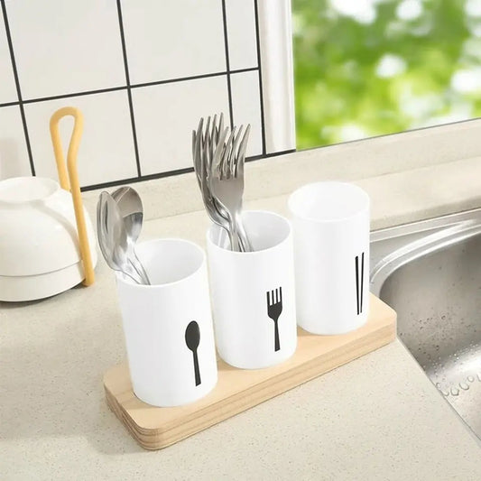 3pcs Drain Chopsticks Holder With Tray