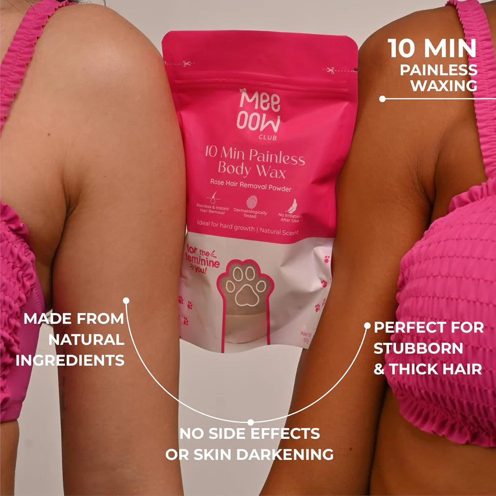 Painless Hair Removal Powder Mask | 10 Min Full Body Wax for Smooth Skin | 100% Results (PACK of 2)