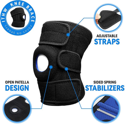 Open Patella Knee Support Brace – Adjustable Compression Sleeve for Pain Relief & Sports Injury Recovery.      2 PIECES(For 2 Knees)