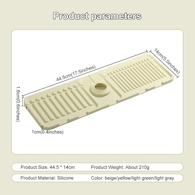 Silicone Faucet Drain Pad, Kitchen Faucet Mat, Bathroom Sink Draining Pad, Silicone Splash Guard