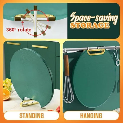 Chopping Board Can Be Vertical Double-sided Antibacterial and Mildew Proof Round Food Grade PE Nordic Green Cutting Board