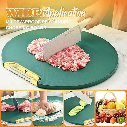 Chopping Board Can Be Vertical Double-sided Antibacterial and Mildew Proof Round Food Grade PE Nordic Green Cutting Board