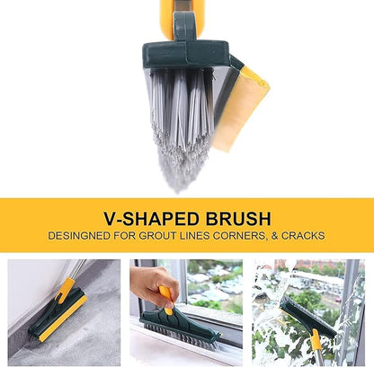 2 In 1 Floor Scrub Brush Wiper Rotating With Long Handle