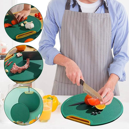 Chopping Board Can Be Vertical Double-sided Antibacterial and Mildew Proof Round Food Grade PE Nordic Green Cutting Board