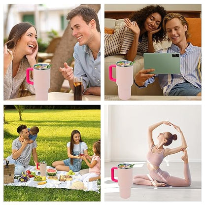 2-in-1 Drink Separator Divider with Spill Proof Lid for Stanley Tumbler 40oz, Silicone Liner Reusable Insert Cup Splitter Dual-Sided Drink for Coffee, Cola, Juice