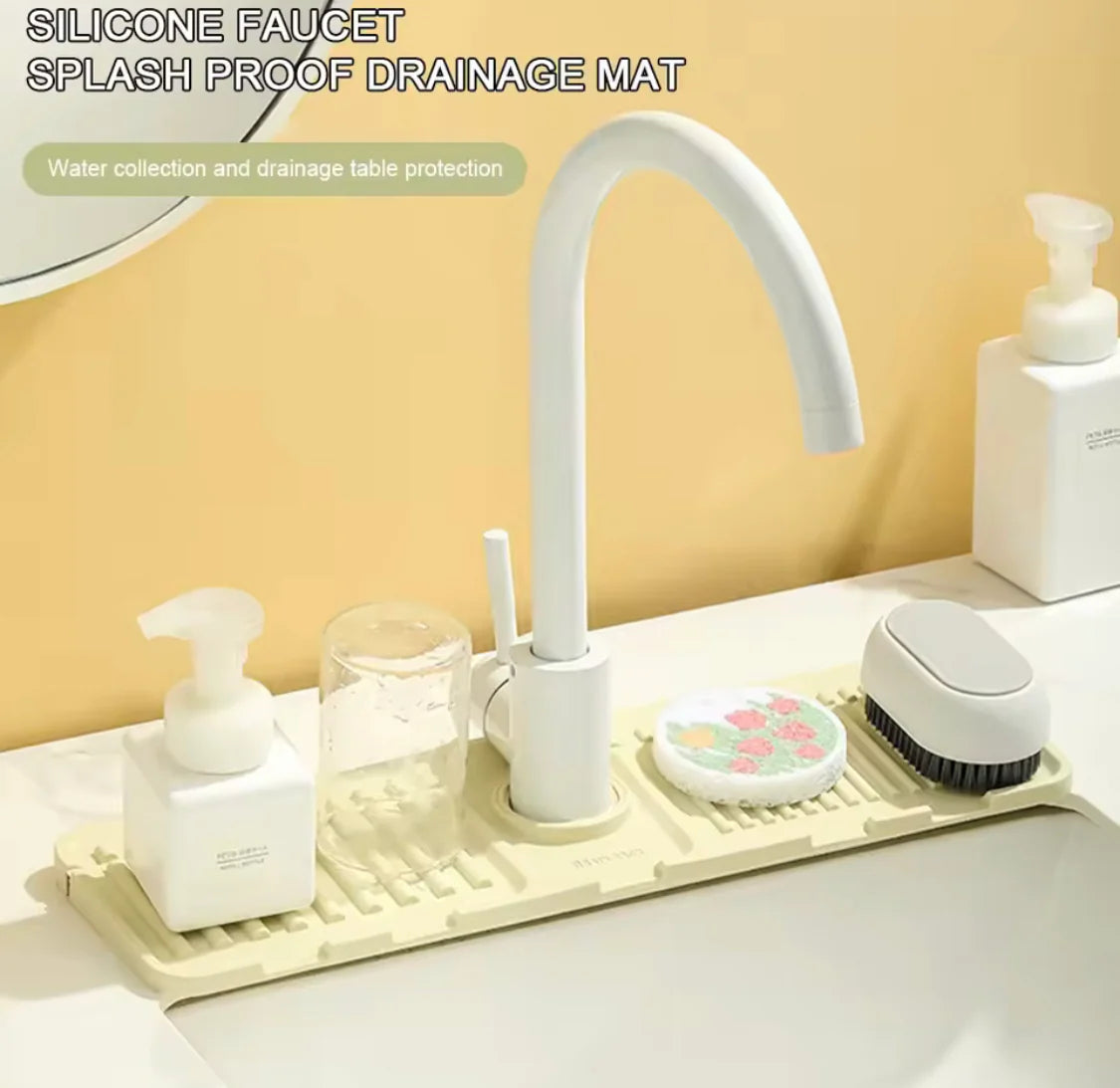 Silicone Faucet Drain Pad, Kitchen Faucet Mat, Bathroom Sink Draining Pad, Silicone Splash Guard