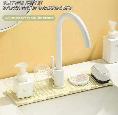 Silicone Faucet Drain Pad, Kitchen Faucet Mat, Bathroom Sink Draining Pad, Silicone Splash Guard