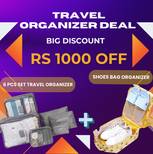 6 Pcs Travel Storage Bag + Tavel Shoe bag Organizer Deal