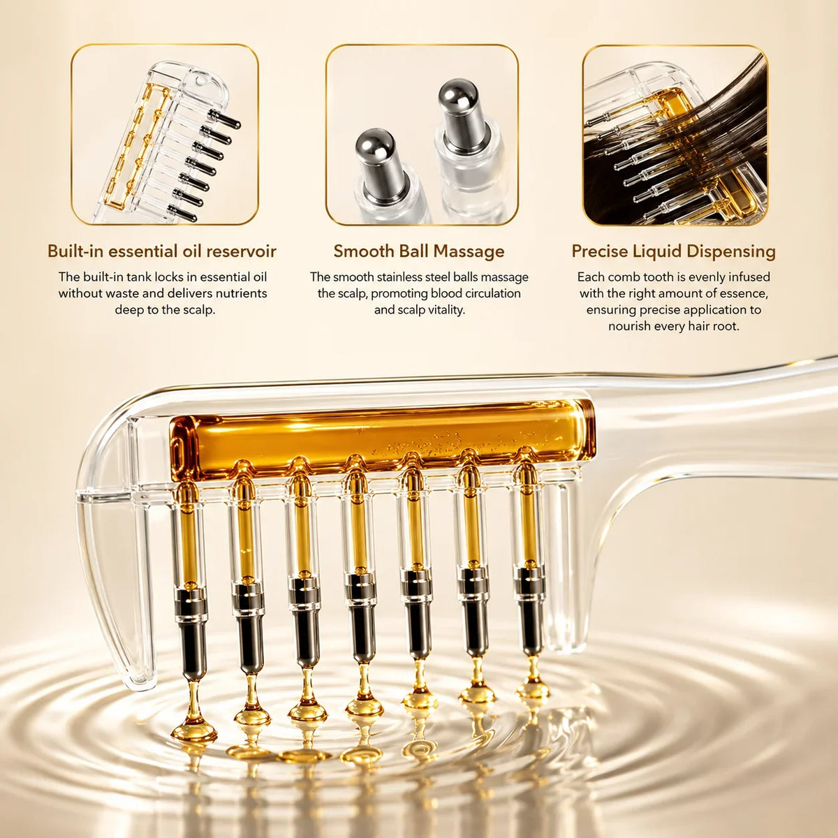 2 in 1 Crystal Oil & Serum Applicator Comb – Mess-Free Scalp Oil Application & Distributor