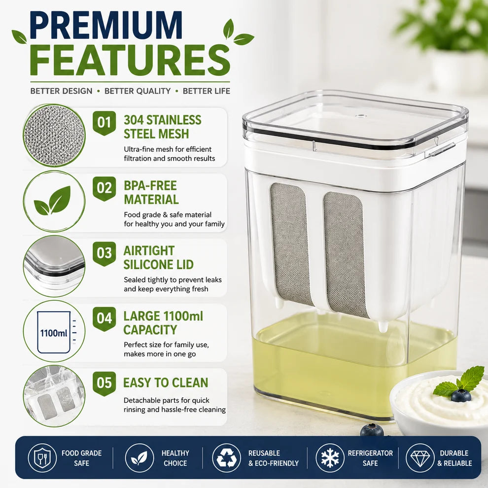 1100ML Greek Yogurt Maker and Beverage Strainer