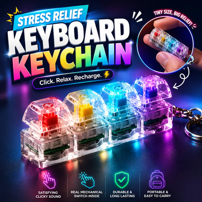 Keyboard Fidget Stress Relief Keychain for Kids & Adults (Random Colors)