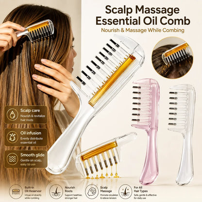 2 in 1 Crystal Oil & Serum Applicator Comb – Mess-Free Scalp Oil Application & Distributor