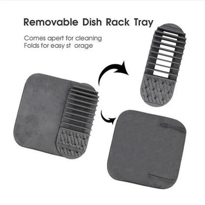 Dish Drying Mat, Multipurpose Plates Rack, Microfibre Absorbent Mat Pot Lid Holder