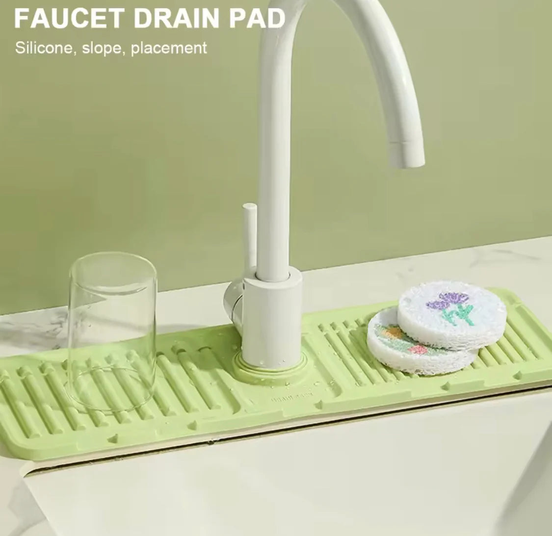 Silicone Faucet Drain Pad, Kitchen Faucet Mat, Bathroom Sink Draining Pad, Silicone Splash Guard