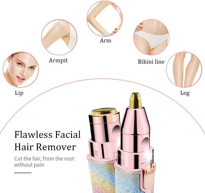 2 In 1 Rechargeable Flawless Eyebrow & Facial Hair Remover