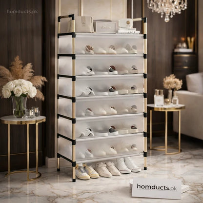6 Multi layer Stainless Steel Shoes Rack – Space Saving Shoe Organizer