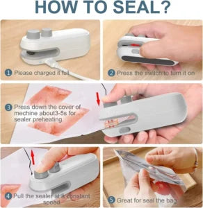 Portable Mini Sealing Machine – USB Rechargeable Food Bag Sealer