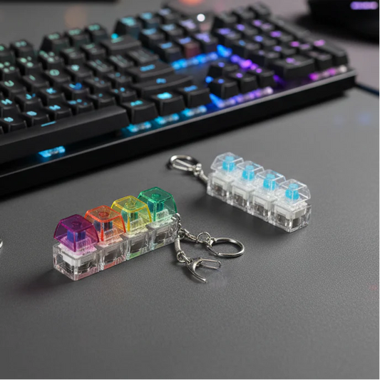Keyboard Fidget Stress Relief Keychain for Kids & Adults (Random Colors)