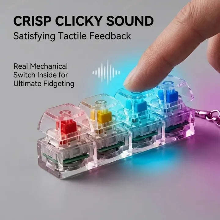 Keyboard Fidget Stress Relief Keychain for Kids & Adults (Random Colors)