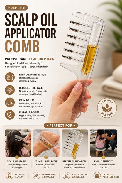 2 in 1 Crystal Oil & Serum Applicator Comb – Mess-Free Scalp Oil Application & Distributor