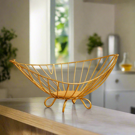 Luxurious Golden Stainless Steel Fruit Basket
