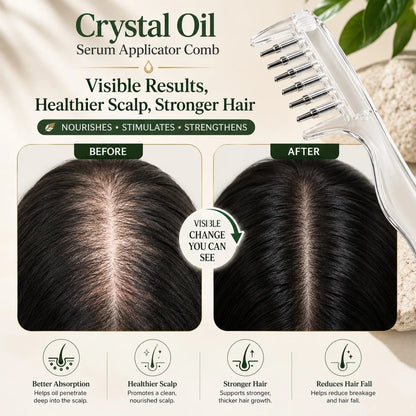 2 in 1 Crystal Oil & Serum Applicator Comb – Mess-Free Scalp Oil Application & Distributor