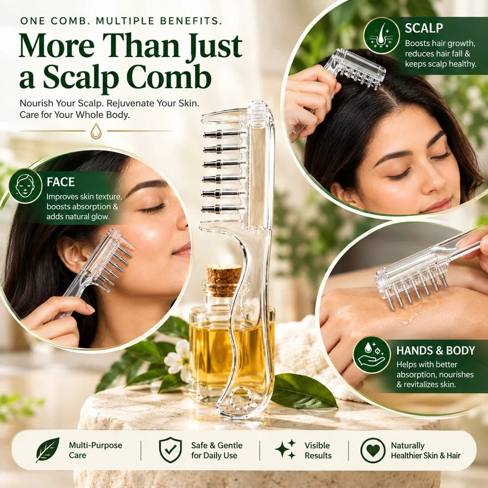 2 in 1 Crystal Oil & Serum Applicator Comb – Mess-Free Scalp Oil Application & Distributor