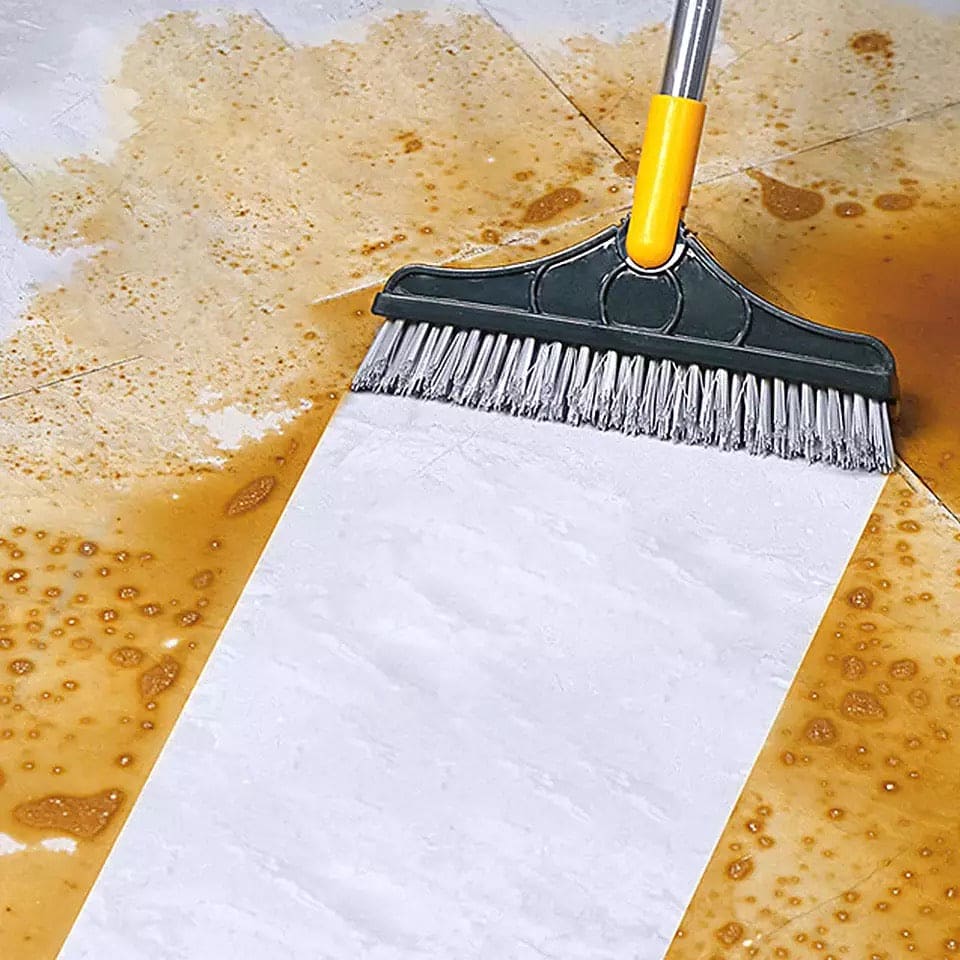 2 In 1 Floor Scrub Brush Wiper Rotating With Long Handle