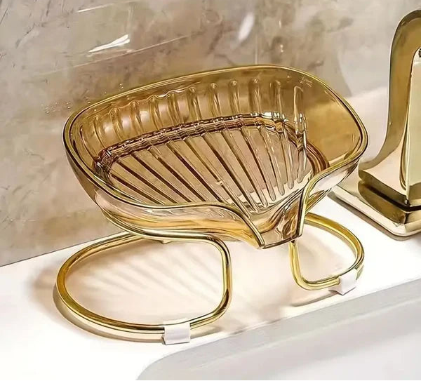 Waterfall Elegant Countertop Soap Dish With Metal Rack
