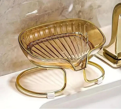 Waterfall Elegant Countertop Soap Dish With Metal Rack