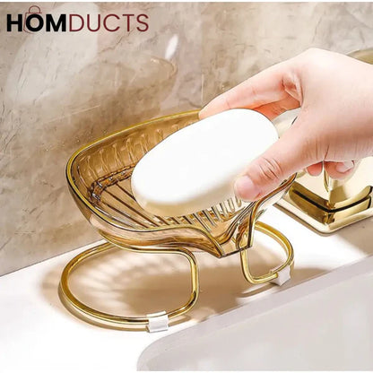 Waterfall Elegant Countertop Soap Dish With Metal Rack