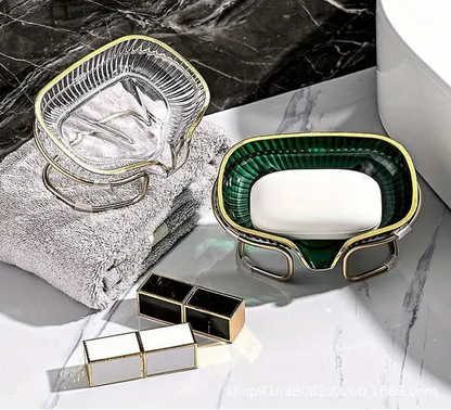 Waterfall Elegant Countertop Soap Dish With Metal Rack