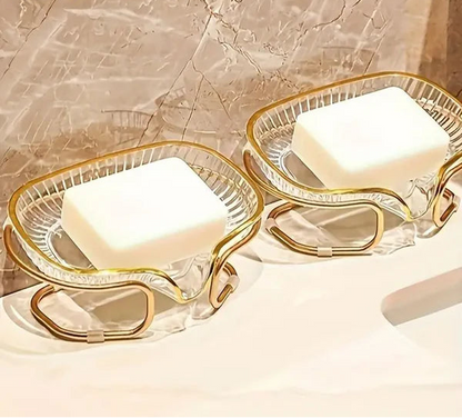 Waterfall Elegant Countertop Soap Dish With Metal Rack