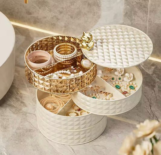 Rotatable Dust proof 4 Layer Jewelry Organizer