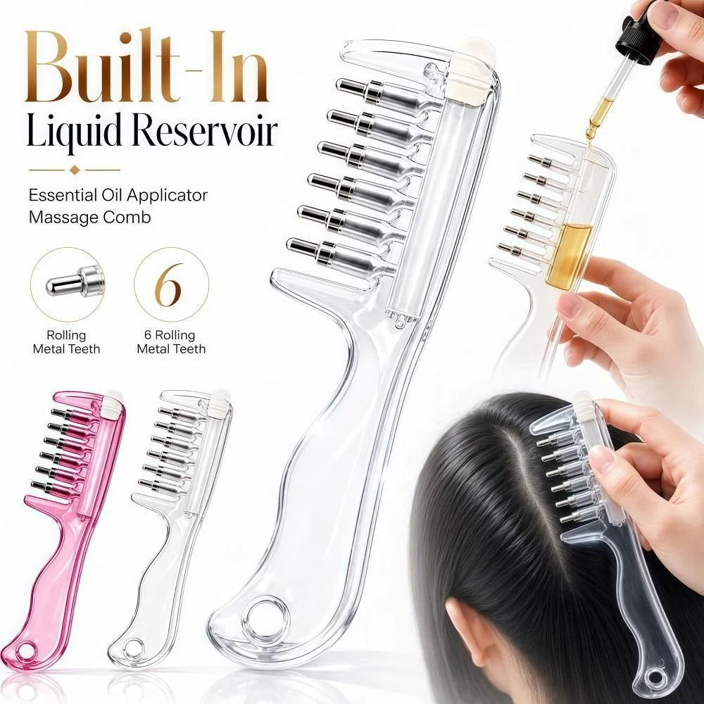 2 in 1 Crystal Oil & Serum Applicator Comb – Mess-Free Scalp Oil Application & Distributor